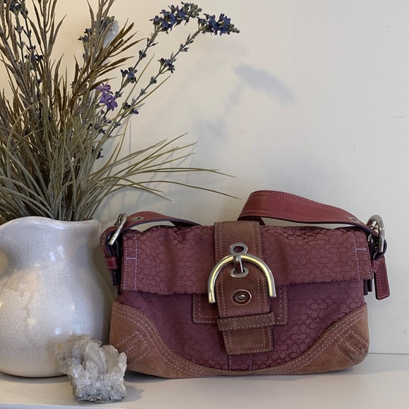 Coach rare y2k mauve monogram signature jacquard soho shoulder bag - Picture 1 of 9